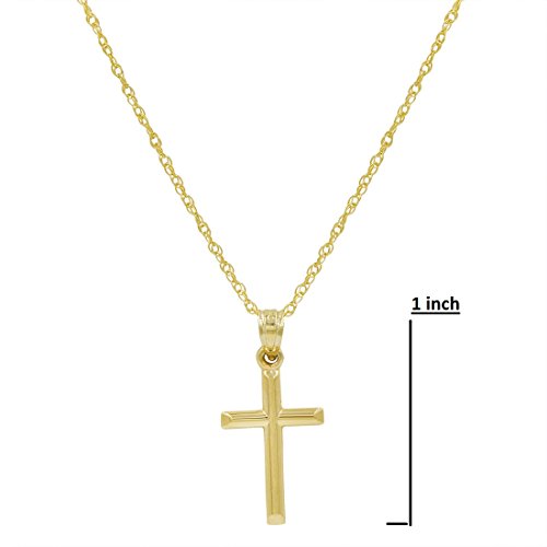 Amanda Rose Collection 10K Yellow Gold Petite Cross Pendant Necklace 10K Gold Chain (18 or 20 inch) |10K Real Gold Cross3