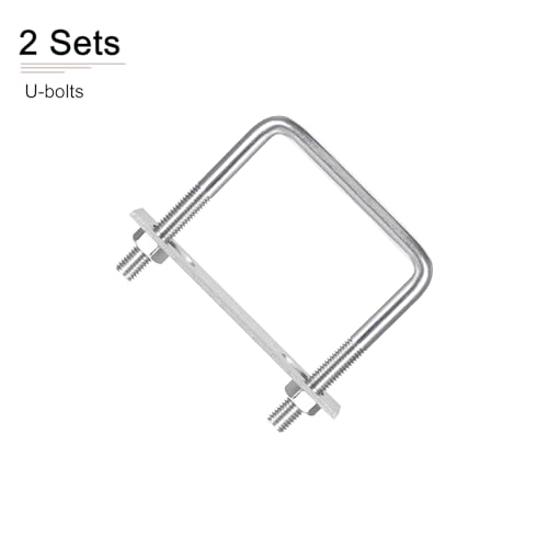 Image of DTGN M10x95x100mm(ThreadxWxL) Square U Bolt - 2Pack - Good for Trailer Pipe Replacement Parts - 304 Stainless Steel U Shape Bolts