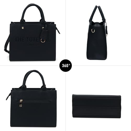 Chinllo Tote Bag for Women Top Handle Satchel Purse and Handbags with Shoulder Strap (S.D.Black-S) — view 5