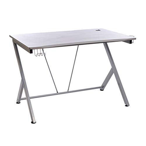 Enrico Coveri Scrivania Ergonomica Multifunzione Per PC, Gaming e Studio, Con Sistema Di Gestione Cavi e Supporto Per Oggetti e Cuffie, Per Cameretta ed Ufficio (Grigio)