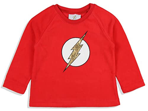 Dc Comics Toddler Boys' Classic The Flash Logo Raglan Sleep Pajama Set (5T) Red #TOP1