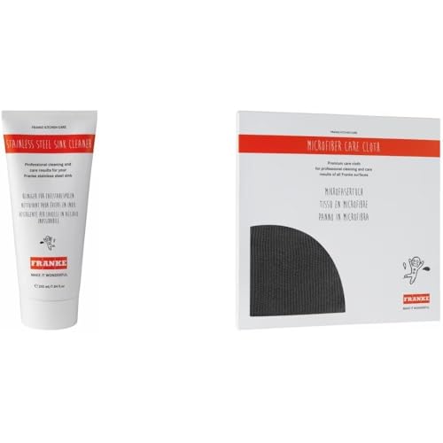 Franke - Produits d'entretien évier - Set d'entretien : nettoyant pour éviers et cuves inox (flacon de 250 ml) + chiffon en microfibre -