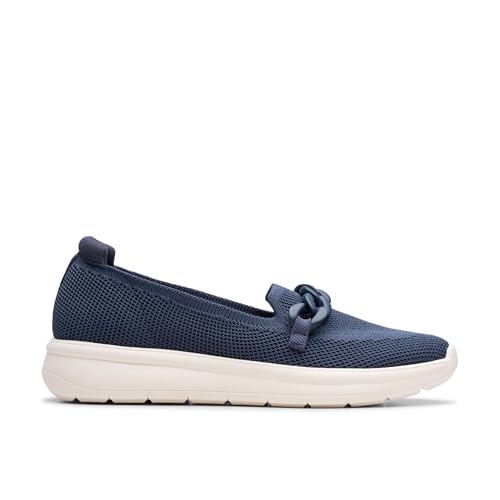 Clarks Clarks Women's Ezrinn Cove Loafer, Navy Textile, 10 Medium US