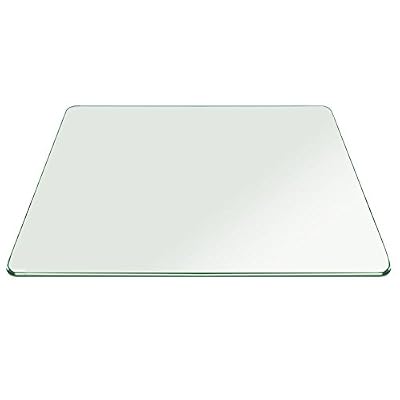 Fab Glass and Mirror 33" Square 3/8" Inch Thick Tempered Pencil Polish Edge Touch Corners Glass Table Top, Clear