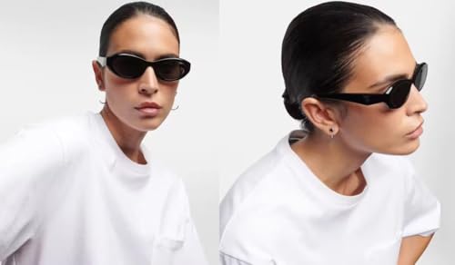 SORVINO Retro Oval Sunglasses for Women Men Narrow Skinny Sunnies Black Shades3