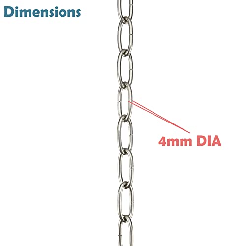Image of Aspen Creative 21114-31,Steel 3 Feet Heavy Duty Chain for Hanging Up Maximum Weight 60 Pounds-Lighting Fixture /Swag Light /Plant in Brushed Nickel.8 Gauge.