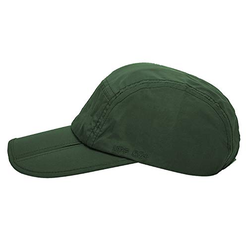 Upf 50+ Foldable Baseball Cap Sun Protection Quick Dry Portable Folding Hats For Men Or Women, Army Green #TOP2