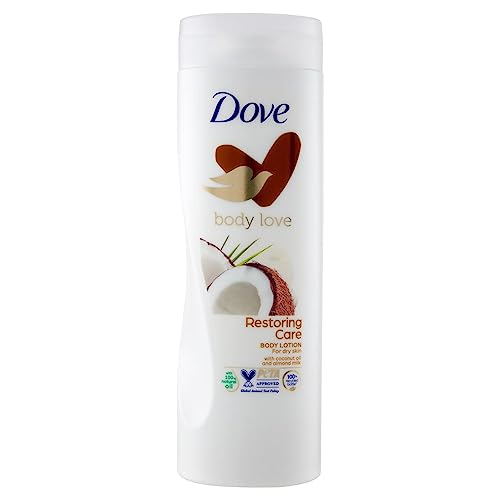 Dove Hidratante, con aceite de coco y leche de almendras, loción corporal para piel seca, 400 ml