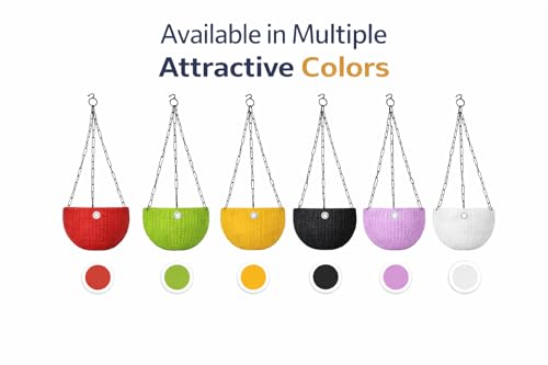 Image of Plastic Plant Pot With Hanging Chain, Multicolour, Pot Diameter -7.1 Inch, Pot Height-4.8 Inch, Pot Thickness-3 mm, Chain Length-13 inch approx., 4 Pieces