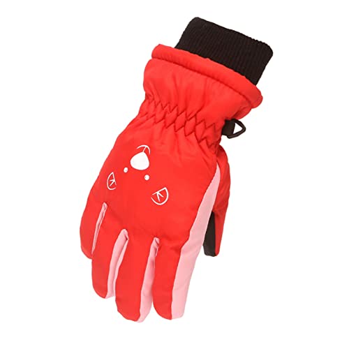 PZHHZPING Handschuhe Kinder Winter Kinder Winter Wasserdichte Schneehandschuhe Einfarbige Cartoon Ohren Wärmeisolierte Winddichte Sport Snowboard Ski Warme Fäustlinge Cover