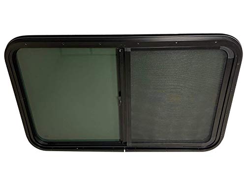37.5" Width X 23.5" Height Rv Window, Tiny House Horizontal Slider W/Screen & Interior Camper Window Clamp Ring For 1-1/2" Wall Thickness Included, Teardrop Replacement Trailer Window #TOP1