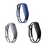 Hotodeal Replacement Bands for Fitbit Flex, Fashion Adjustable Silicone Wristband, Hollowed Design with Secure Metal Clasp, Prevent Tracker Falling Off, Comfortable, Pack of 3 (Black+Blue+Grey)