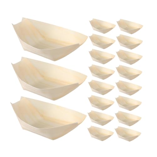 BESTonZON 50個 木製使い捨て寿司舟皿 船型刺身トレイ 多用途パーティー用スナックデザート盛り合わせ対応 キャンプ 結婚式 屋外イベント向け