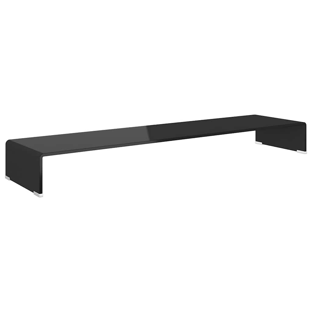Leasha Rehausseur Écran PC Bureau, Réhausseur d'Écran Support de Moniteur 120x30x13 cm verre noir