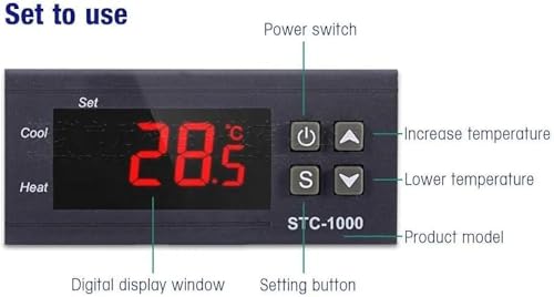 Image of Digital LED Display Temperature Controller With Thermostat Control Switch NTC Sensor Probe For Egg Incubator (STC-1000)