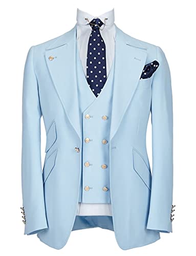 Costume homme 3 pièces coupe tailleur avec gilet double boutonnage chic