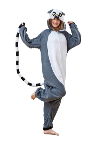 Mcaifdbxsm Adult Animal Onesie Pajamas Halloween Cosplay Costume Sleepwear for Women and Men Large