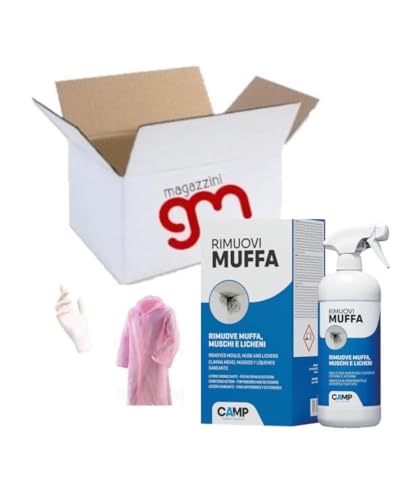 Camp RIMUOVI MUFFA, Elimina rapidamente muffe, funghi, e alghe, Antimuffa igienizzante con guanti e Kit impermeabile per LEI (rosa) o per LUI (blu) (blu, 300ml)