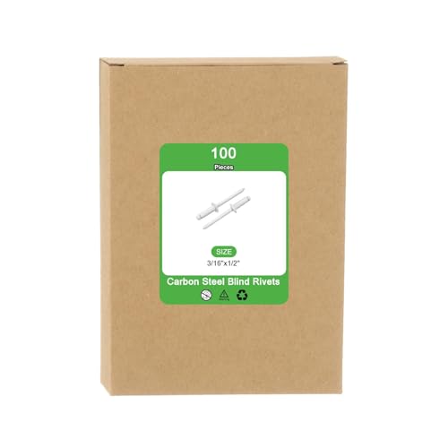 Rivets aveugles tôle uxcell 1.9x1.27 cm en acier carbone blanc pour fixation durable - 8