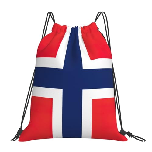 Norwegian flag Print Drawstring Bags Gym Bag - Lightweight Foldable - Sports, Travel, Yoga, Beach, Hiking, Picnics, Outdoor