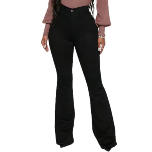 High Waisted Skinny Bell Bottom Jeans for Women Stretch Flare Slim Fit Denim Pants