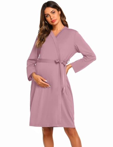 Image of Ekouaer Maternity Robe Labor Delivery Nursing Gown Hospital Breastfeeding Dress Bathrobes