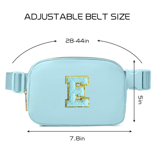 Image of Gitus Gifts for 8 9 10 11 12 Year Old Girls Belt Bag Fanny Pack Crossbody Bags with Initial Letter Patch Cute Stuff Birthday Gifts for Teen Girls Women Personalized Trend Stuff (Icing Blue-E)