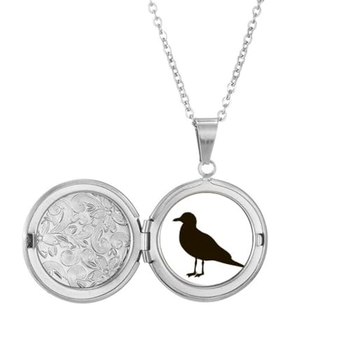Collier médaillon noir mouette hypoallergénique qui ne noircit pas la peau