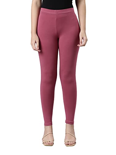 Image of GO COLORS Soft Cotton Stretch Cropped Leggings for Women | Breathable, Mid Rise