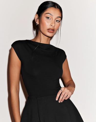Image of SIGHTBOMB Ultra Soft Fabric Afford LUX Edition Double Layered Boat Neck Folded Cap Sleeves SOFTLINE Cuddle TOP for Women