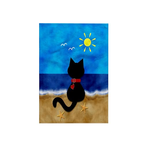 3D Rose Cute Black Kitty Cat Summer Beach Time Fun TWL_182626_1 Towel, 15
