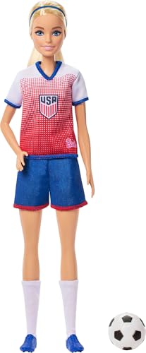 Barbie Careers USSF Soccer Fashion Doll Dressed in Removable Sport-Themed Outfit & Shoes with Accessories​