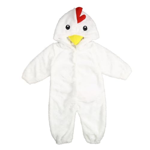 CHENXDZHAO Infant Halloween Costume,Baby Halloween Costumes Toddler Boys Girls Long Sleeve Hooded Chicken Costume Cute Casual Cosplay Party Holiday Jumpsuits 2026,01-White1,110 - image 3