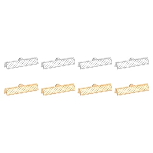 QUARKZMAN 50Pcs 30mm Extrémités de Ruban, Pinces Sertissage Marque-Pages, Fermoirs Sertissage pour la Fabrication Bijoux Bracelet Collier, 2 Couleurs