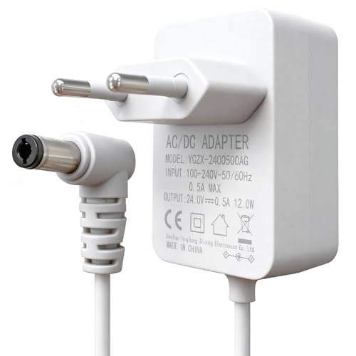 24V 0.5A Ersatz Ladegerät für Aroma Diffuser, Steckernetzteil 24v, Netzteil 24v 1a, Netzadapter mit 5.5 * 2.1mm DC-Stecker und 1,4m Kabellänge, für eine sichere und zuverlässige Stromversorgung
