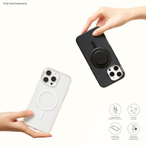 Image of PopSockets iPhone 16 Plus Case Compatible with MagSafe, Phone Case for iPhone 16 Plus, Wireless Charging Compatible, Case Only - Black Translucent