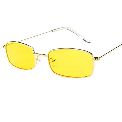 Gaddrt Vintage Lunettes de Soleil Femmes Homme carrés Petites Lunettes Cadre rectangulaire (D)