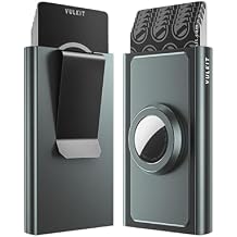 VULKIT Pop Up Wallet with Money Clip and Airtag Holder, Slim Aluminum Wallet for Men RFID Blocking, Grey