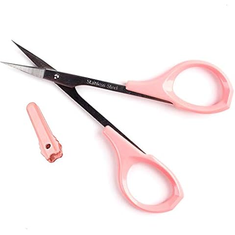 4 In High Precision Detail Scissors, Sewing/Embroidery Scissors,Curved Sharp Blade Craft For Eyebrow Eyelash Extensions Stainless Steel,With Cover Professional Trimmers,Sharpened Beard Trimming (1Pcs) Cover