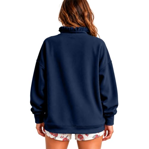 Mock Neck Sweatshirt Women Henley Quarter Button Sweatshirt Sweatshirts - image 9