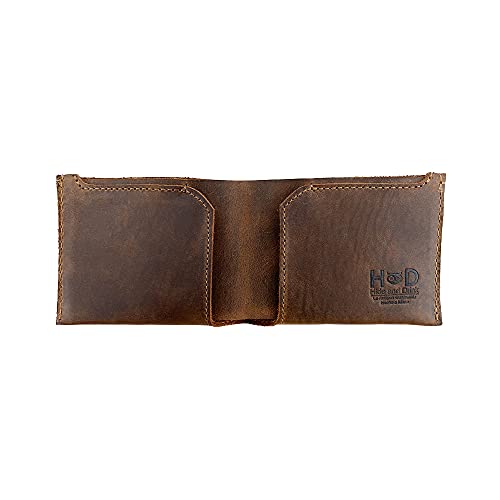 Hide & Drink, Klassische Lederbörse, für bis zu 6 Karten, plus flache Rechnungen, Halter, Vintage, Reise, Tasche, Zubehör, handgefertigt, inkl. 101 Jahre , Bourbon Brown Cover