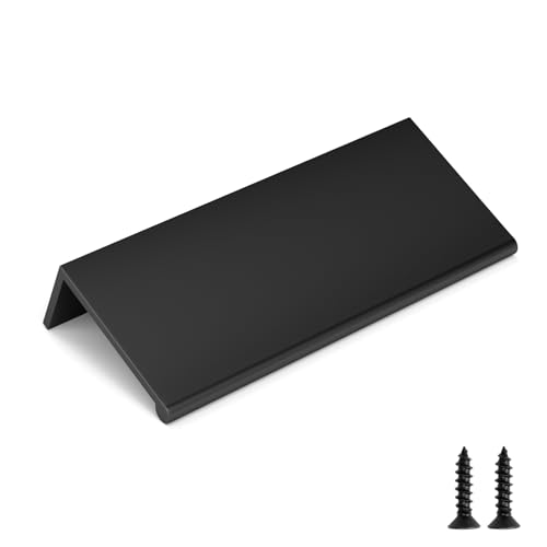 Image of Goldenwarm 25 Pack 2-1 /2in Black Finger Edge Pulls for Kitchen Handles | Aluminum Alloy, Black Cabinet Handles, Edge Pulls for Cabinets, Matte Black Handles, For Drawers, Dressers, Screws Included