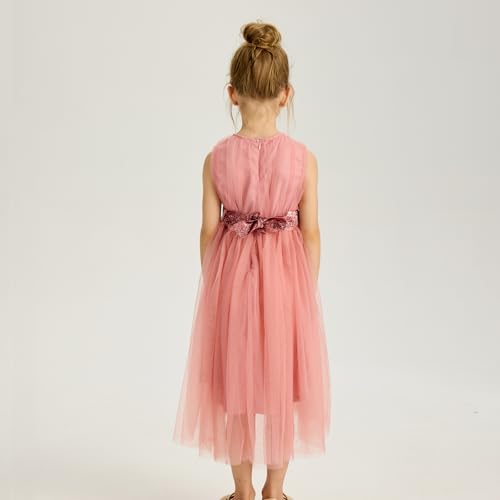 Toddler Girl Tutu Dress Sleeveless A-Line Tulle Summer Dresses Party Casual Sundress with Belt4