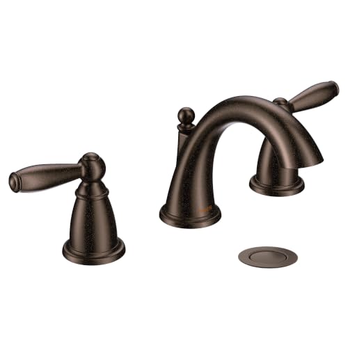 Moen Brantford Oil-Rubbed Bronze Two-Handle Widespread Bathroom Sink Faucet for 3-Hole Setups with Valve Included, TV6620ORB - image 1