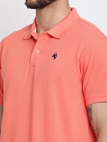 Image of Cantabil Men's Cotton Blend Solid Polo Neck T-Shirt (Regular Fit)