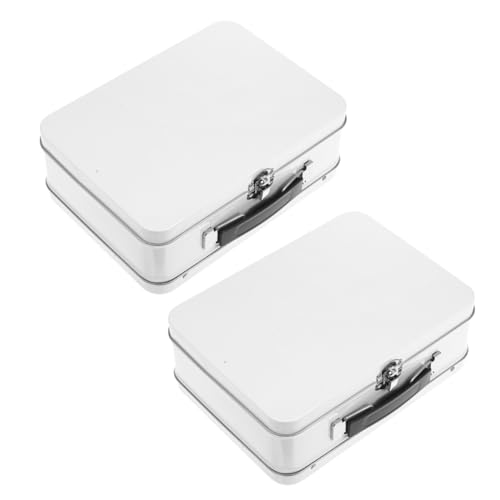 STOBAZA 2pièces Boîte De Rangement Avec Couvercle Lot De Boîtes Décoratives Pour Et Petits Objets Organisateur De Bureau Tôle Dimensions Pour Et Décoration
