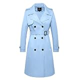 FARVALUE Women's Long Trenchcoat Double Breasted Trench Coat Water Resistant Classic Peacoat with Be