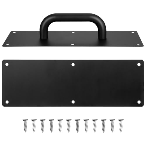 HINTRMENT Manija de Puerta Empujar y Tirar de Acero Inoxidable 304 Tirador Comercial para Puertas Corredizas de Madera Color Negro Tornillos Accesorio Resistente Interior