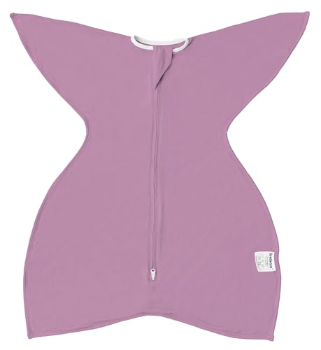 Image of bebon Transition Swaddle - Baby Wearable Blanket - Cozy Sleep Sack, Wrap with 2-Way Zipper - 95% Bamboo Viscose, 5% Spandex (Lavender Bliss, Medium 6-12 Month)
