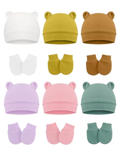 Image of ZURLEFY Cute Baby Mittens Newborn, No Scratch Baby Boy Mittens, Baby Girl Hat Gloves for Toddlers, Infant, Newborn